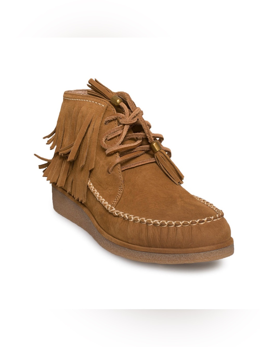 UGG Caleb Chestnut Fringe Moccasin Ankle Boot with Tassels